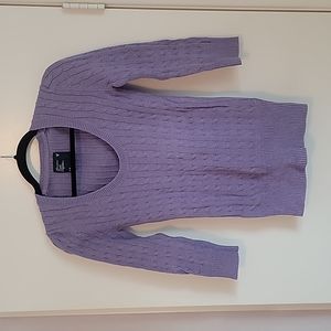American Eagle 3/4 Sleeve Scoop Neck Medium Purple Cable Knit Sweater